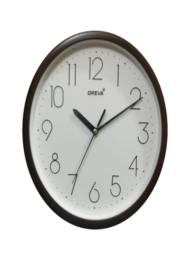 Oreva Plastic Round Simple Abstract Wall Clock (25.2 X 25.2 X 3.4 Cm, D Wood, Aq 1687), White - Analog - Image 4